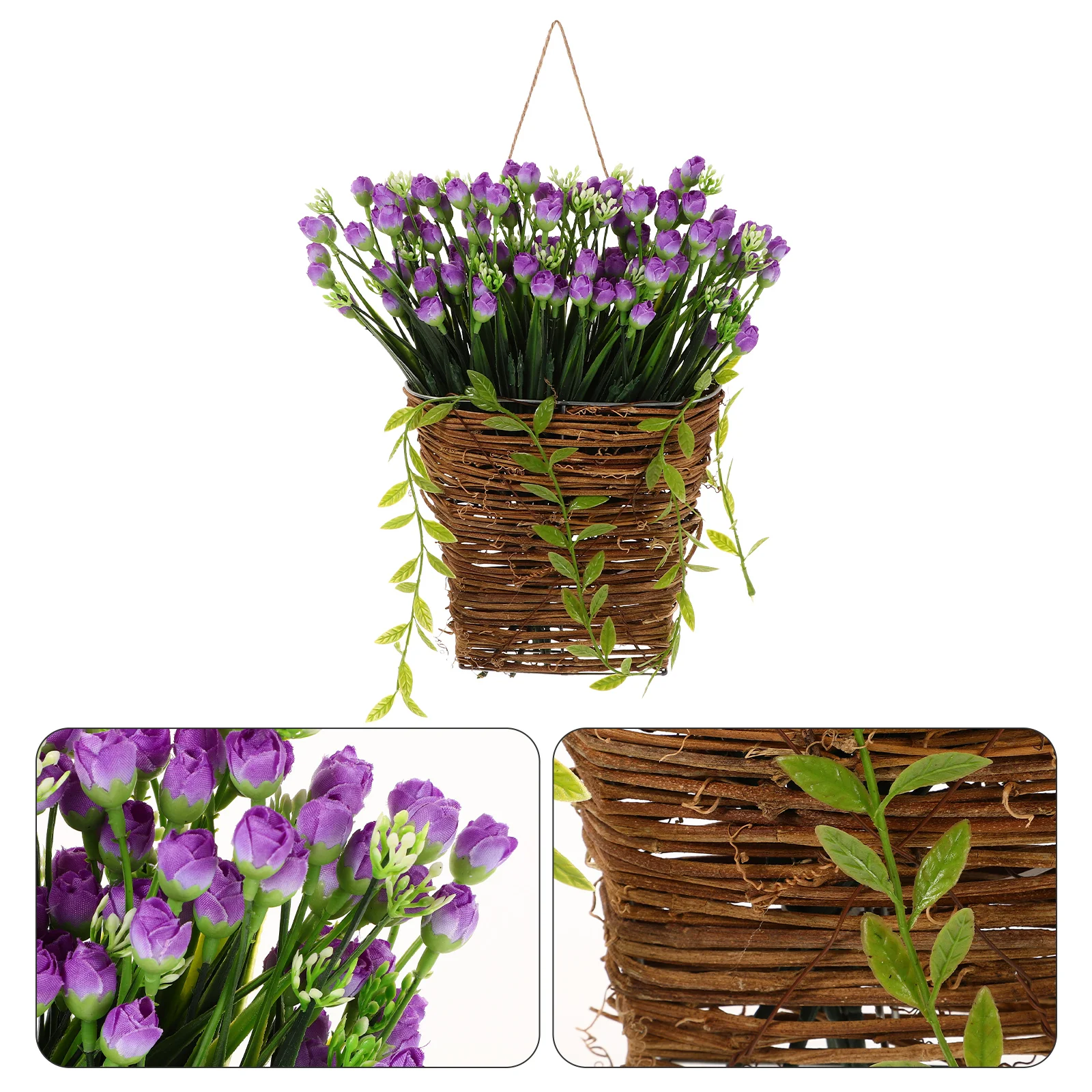 

Flower Basket Door Hanging Garland Spring Wreaths for Front Floral Christmas Welcome Iron Wildflowers