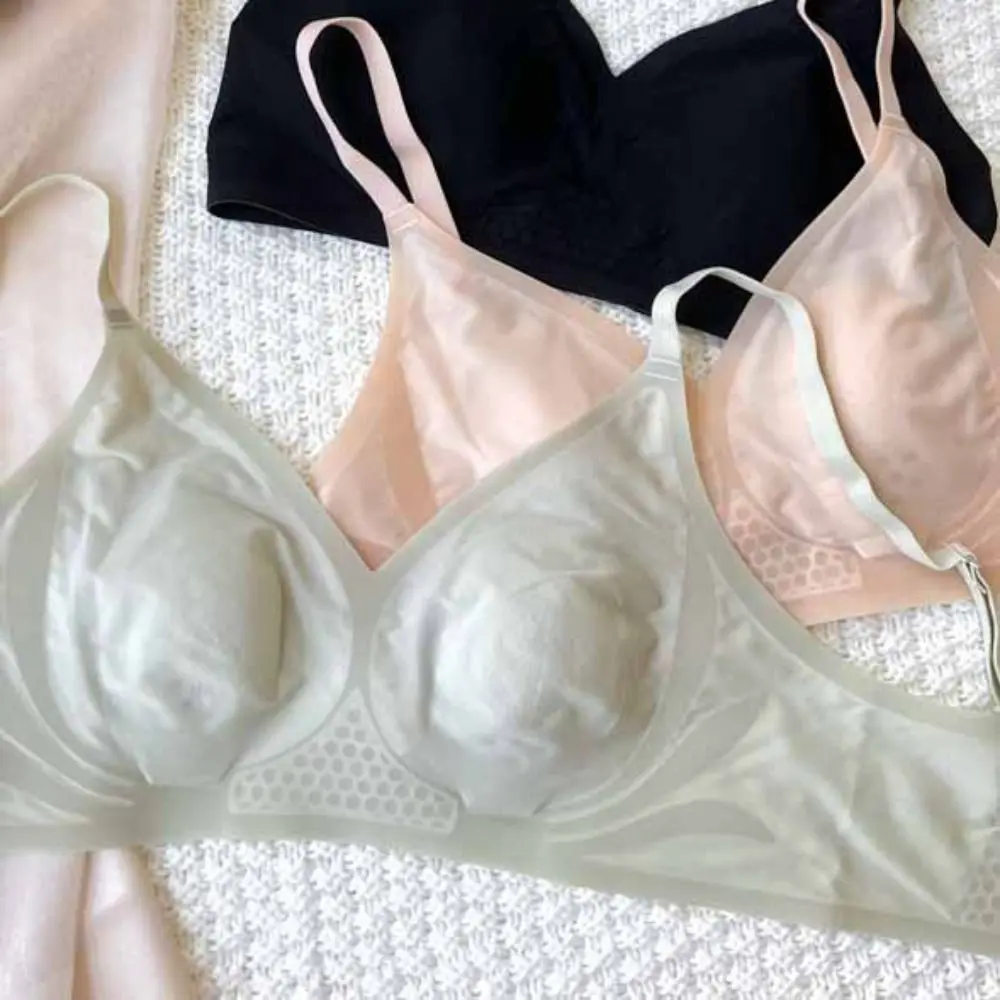 

Sweet Ice Silk Wireless Deep V Bra Anti-sagging Shockproof Seamless Underwear Women Thin Lingerie Push Up Bra Students