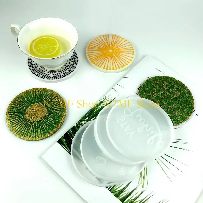 N7MF DIY Round Leopard Print Polkas Dot Coffee Pad Teas Teas Silicone Mould