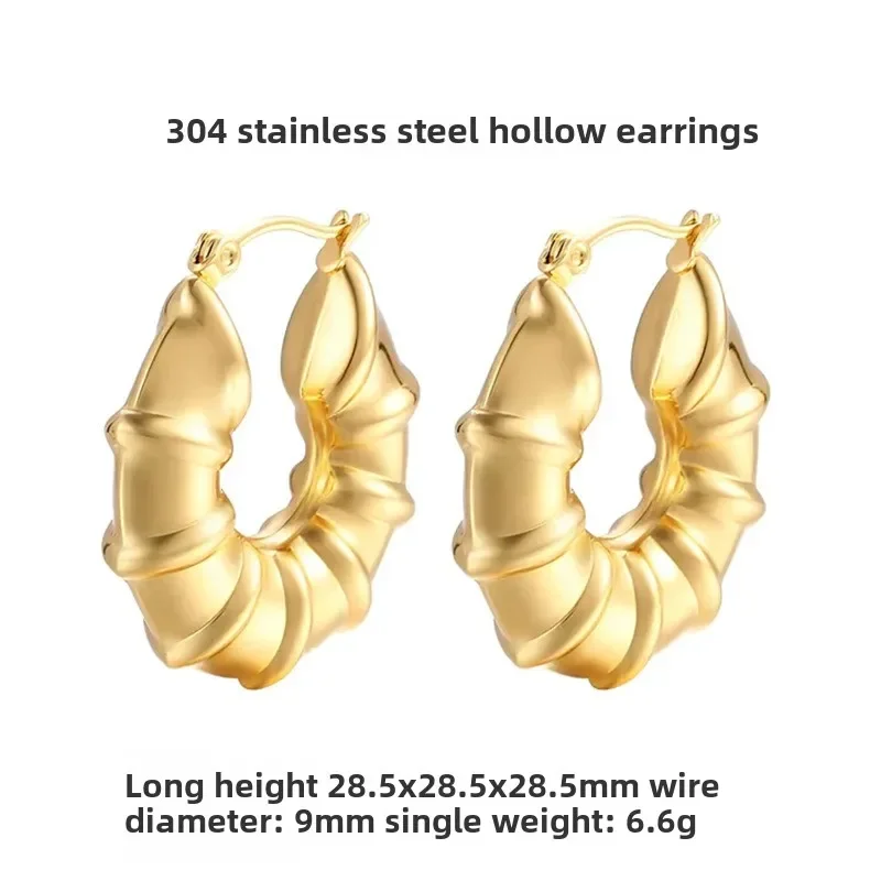 Fashion Round Hollow Gold Jewelry Earrings Stainless Steel Material 18kPVD Gold-plated Waterproof and Non-fading Eardrop