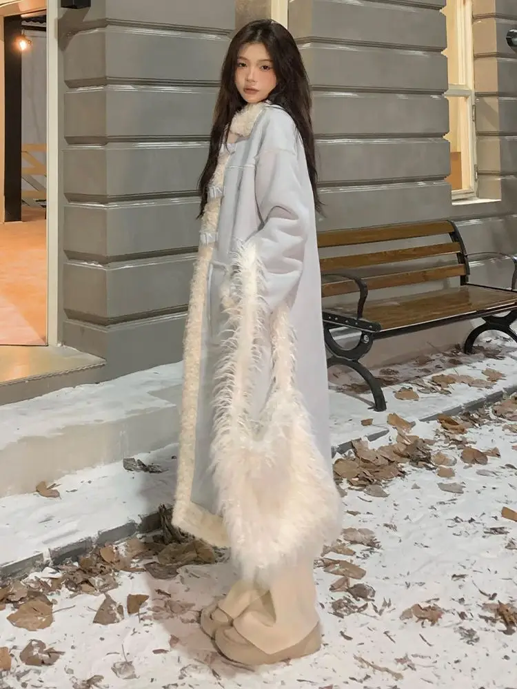 Inverno 2024 Pelliccia di agnello da donna Jaet di media lunghezza Calore Splicing Design High-End Feel Pendolarismo Sle Versione coreana Lungo Sve