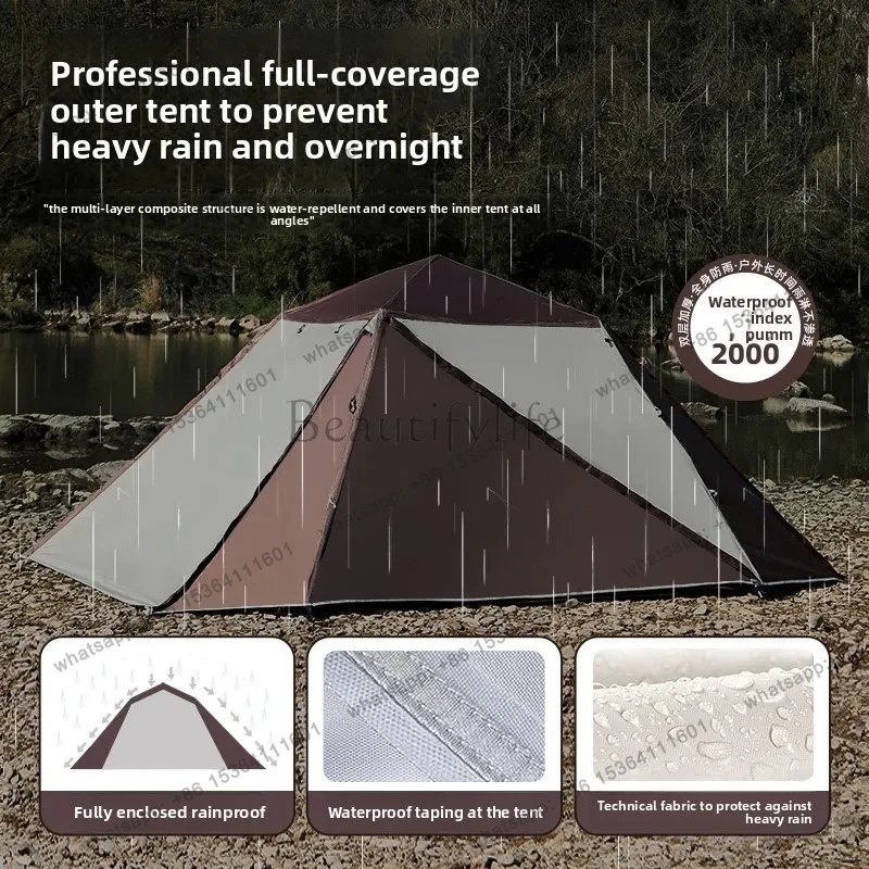 Rainproof Double Layer Tent Outdoor Camping Portable Folding Automatic Quick Open Thickened Sun Protection Camping