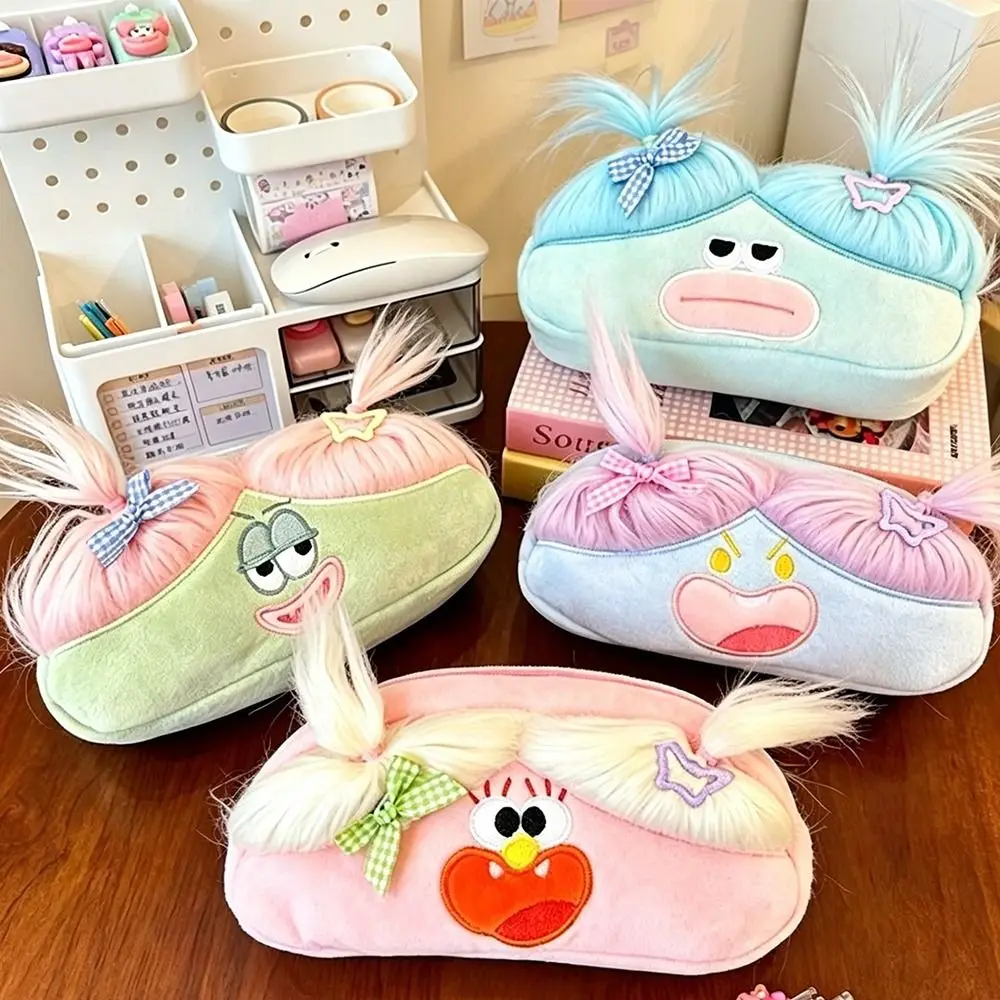 Funny Pencil Case Cute Ugly with Ponytail Hair Pen Bag Stationery Bag Gift - view 4