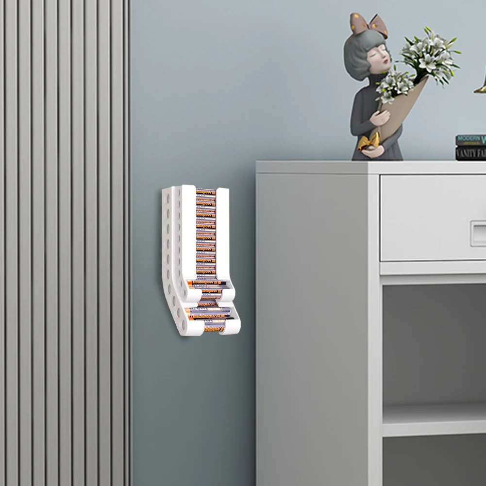 منظم تخزين البطاريات على الحائط AA & AAA كومبو موزع بطارية صغير لتخزين بطاريات AAA و10 AA