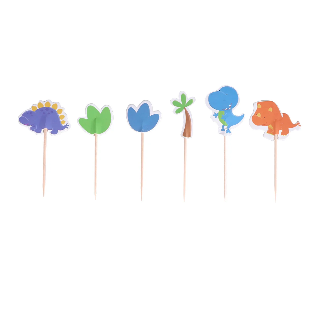 

24Pcs Lifelike Dinosaur Cupcake Toppers Copper Plate Bright Color Cake Picks for Party and Appetizer Birthday Picks
