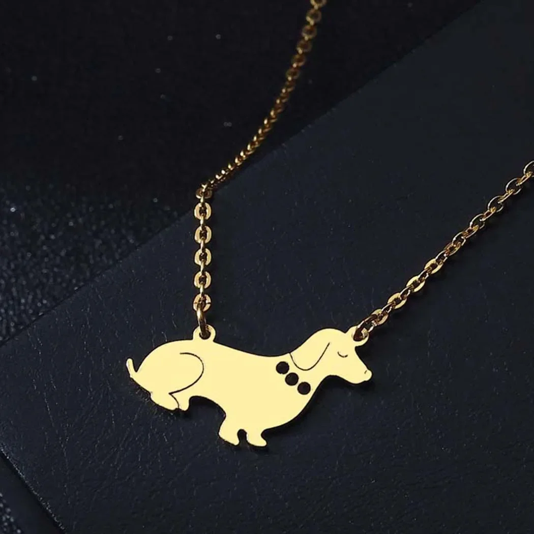 Stainless Steel Cute Dog Necklaces For Women Men Pet Animal Chihuahua Dachshund Necklace Pendant Jewelry Female Male Neck Chain