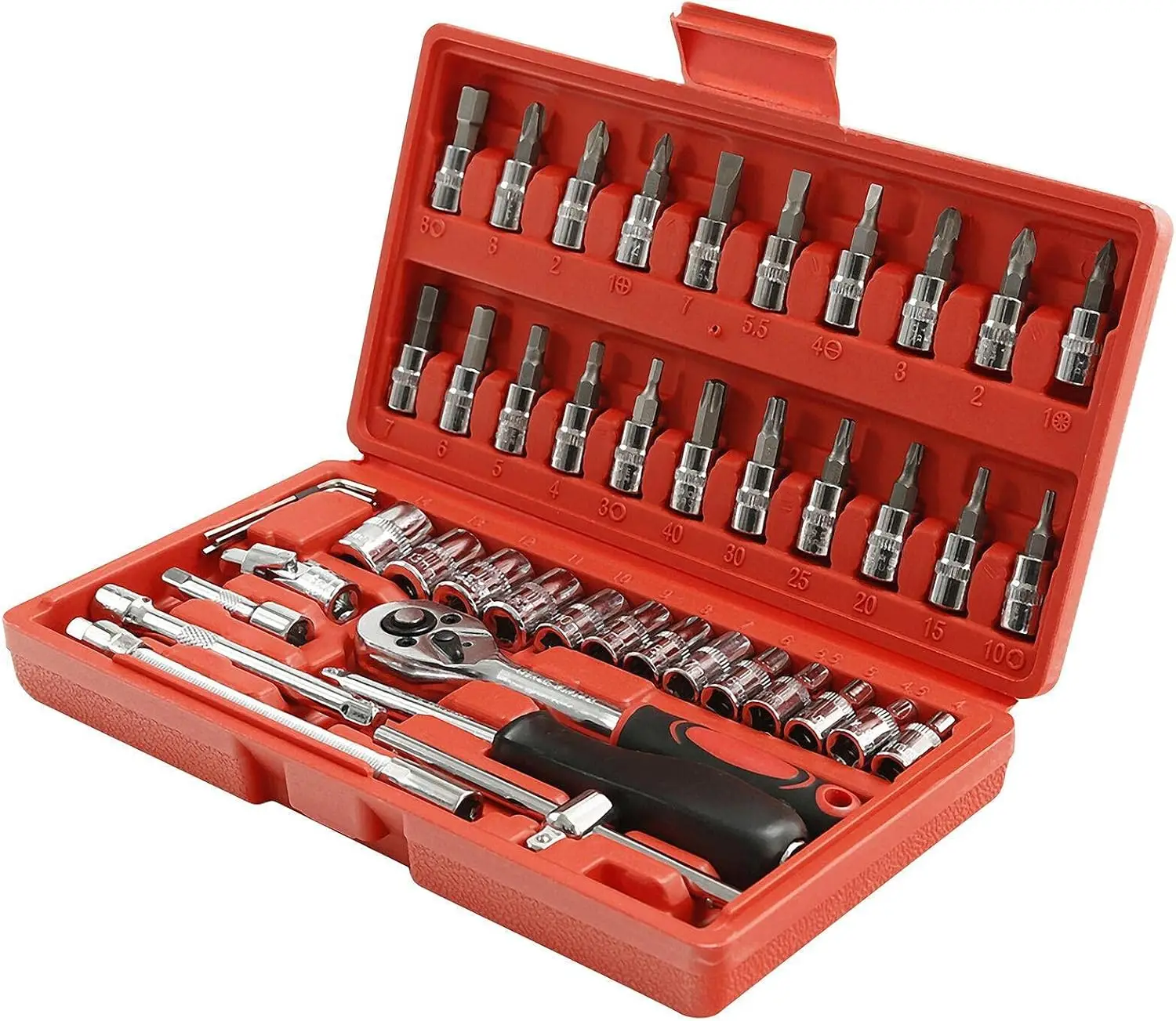 

46Pcs 1/4" Ratchet Wrench Combination Socket Tool Set Kit Auto Car Repairing New Tool box Tool set Tool kit Multi tool Tool orga