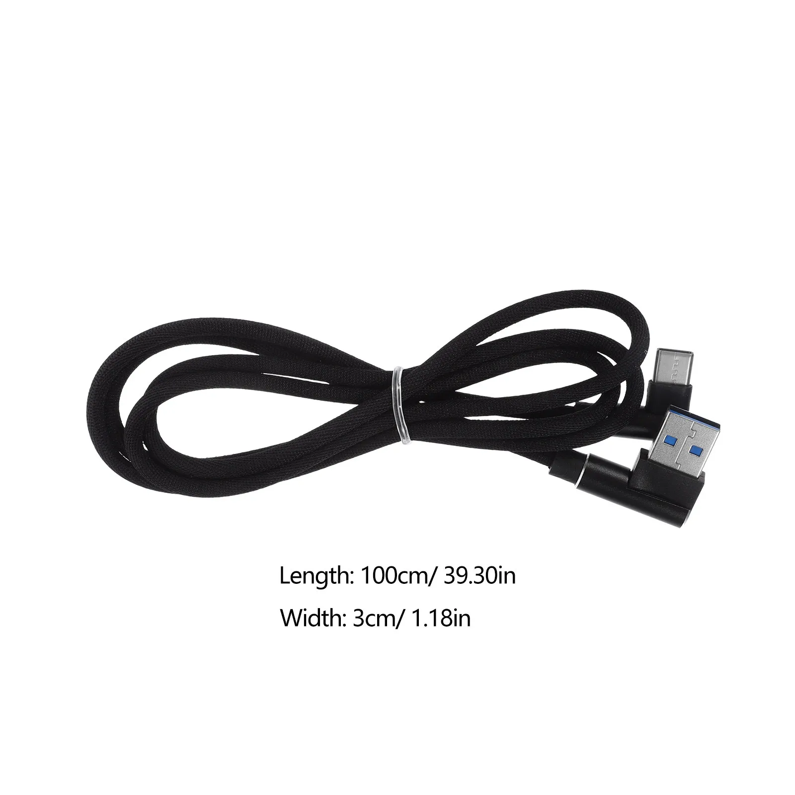 كابل شحن من النوع C بطول 1 متر، كابل USB C ذو زاوية قائمة من النايلون المضفر للشحن السريع