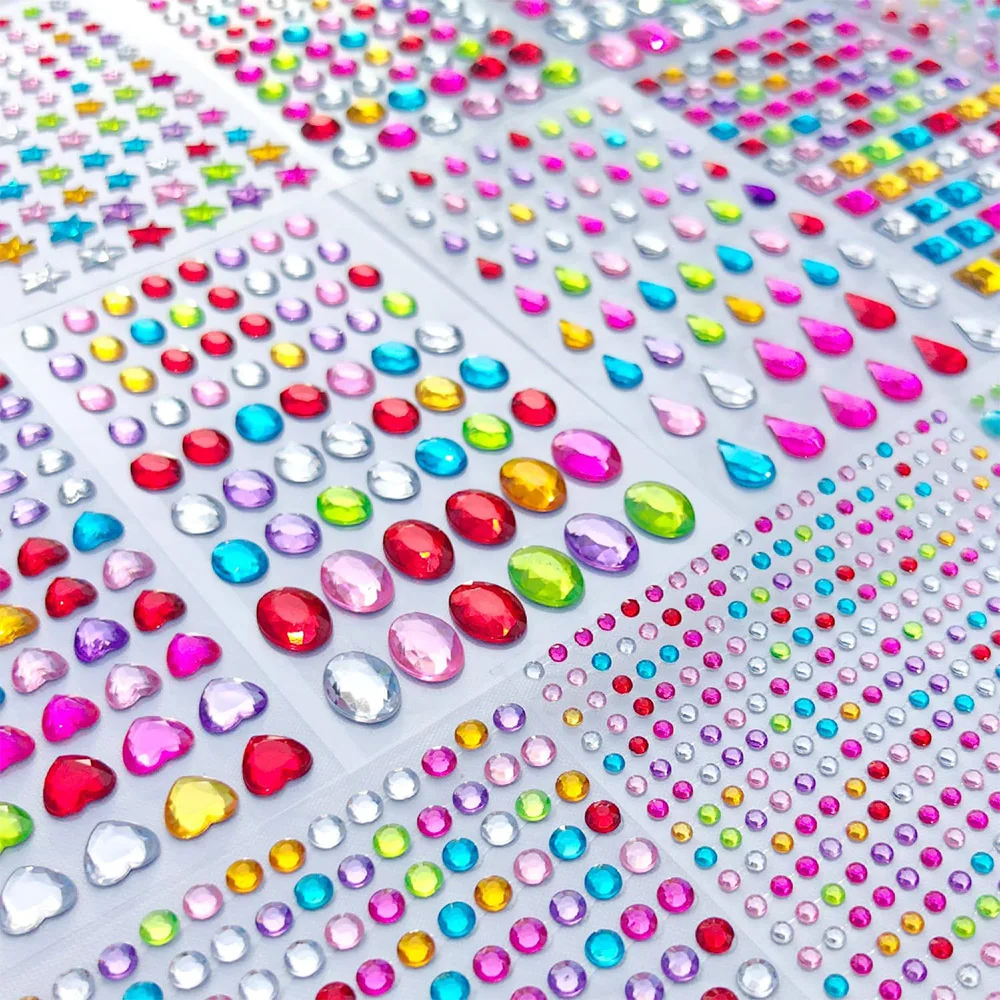 Edelstein-Aufkleber Kristall-Handwerk Selbstklebende Strasssteine zum Aufkleben auf Gesicht, Scrapbook, Nägel, Körper, Make-up, Kartenherstellung, Bastelzubehör – Detail 4