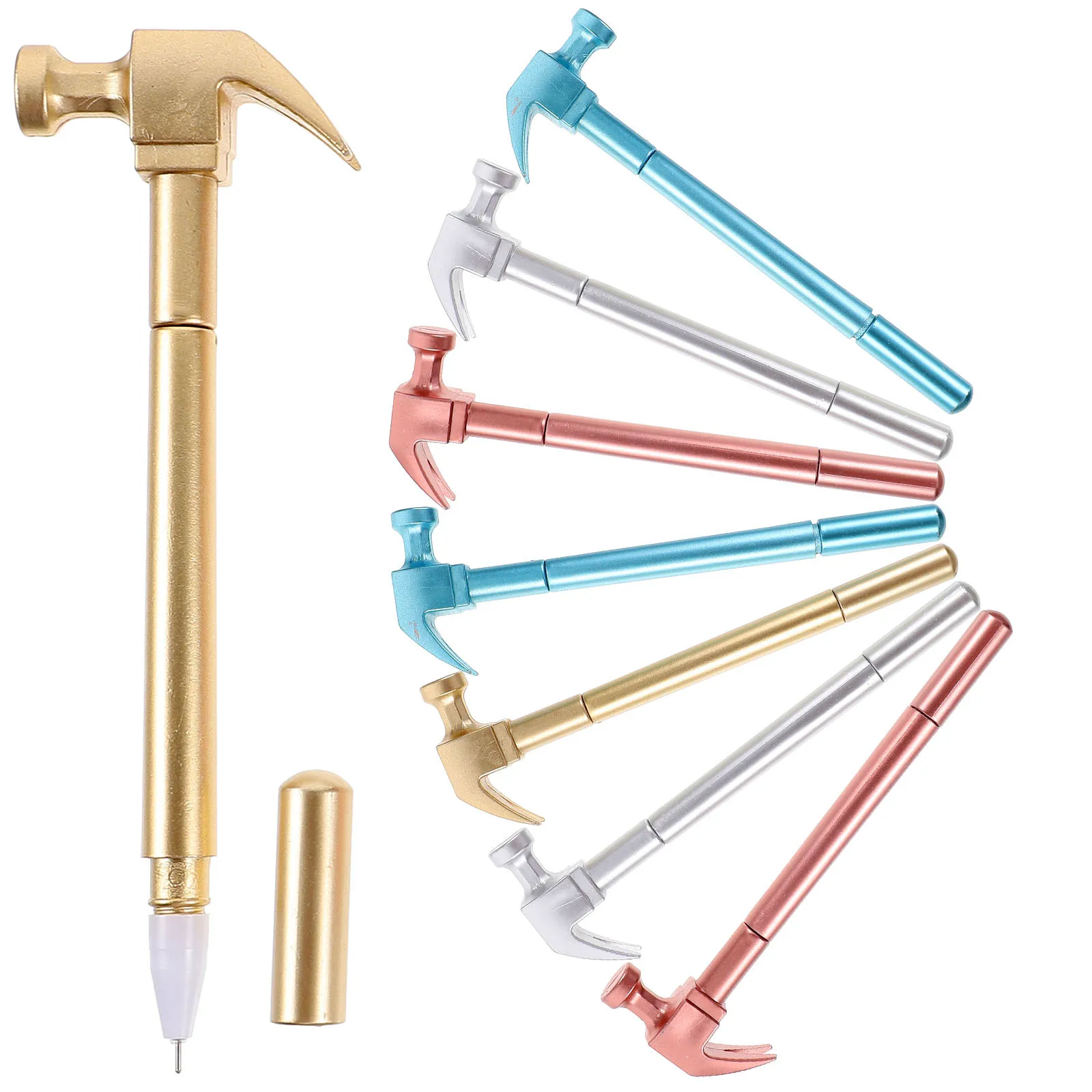 8Pcs Hammer Shape Gel Ink Pens Small Light Construction Writing Pens Comfortable Grip Gift Construction Pen Gel Ink Pen
