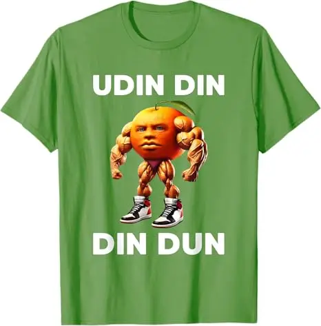 Udin Din Din Dun الإيطالية Brainrot Meme Udindindun برتقالي تي شيرت الرجال الموضة الرجل اللياقة البدنية الساخرة قائلا المحملة الجدة هدية