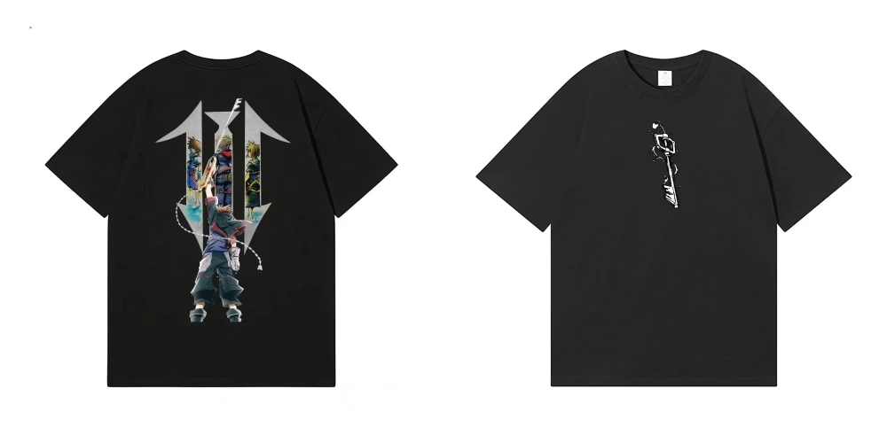 2026 Summer Kingdom Hearts Sora Anime T Shirt Double Sided Print Short Sleeve Oversized Streetwear Casual Cotton Tee