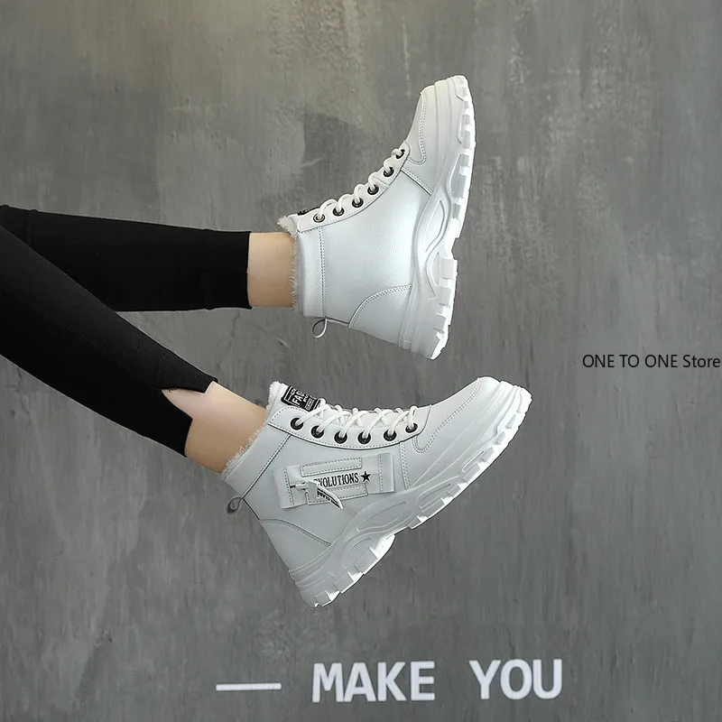 Winter Snow BOOTS สําหรับผู้หญิงสบายๆ High-Top รองเท้าสตรีรองเท้าผ้าใบแพลตฟอร์มข้อเท้ารองเท้า PLUS ขนาด 45 zapatillas de Mujer ใหม่