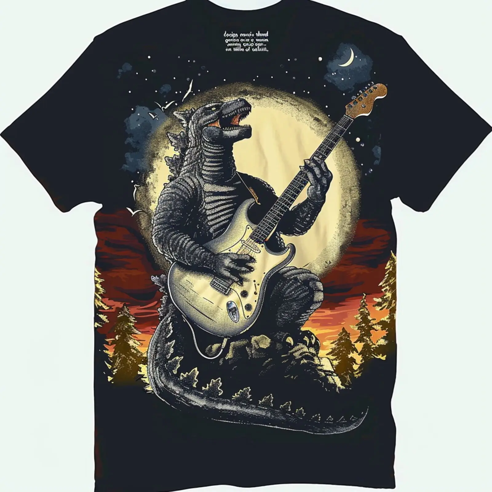 

Vintage Musician on The Moon Tee Design Retro Vibes and Detailed Illustration