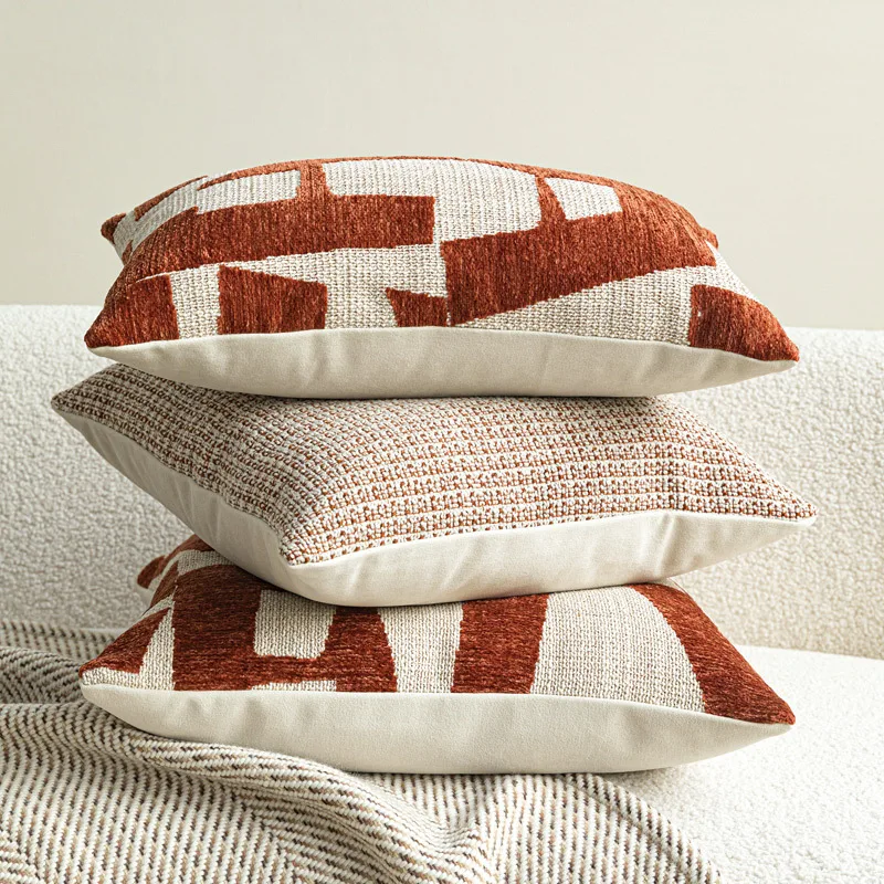 Ivory Black Rust Red Pillows Modern Cushion Case Luxury Simple Decorative Pillow Cover For Sofa Chair Home Decorations