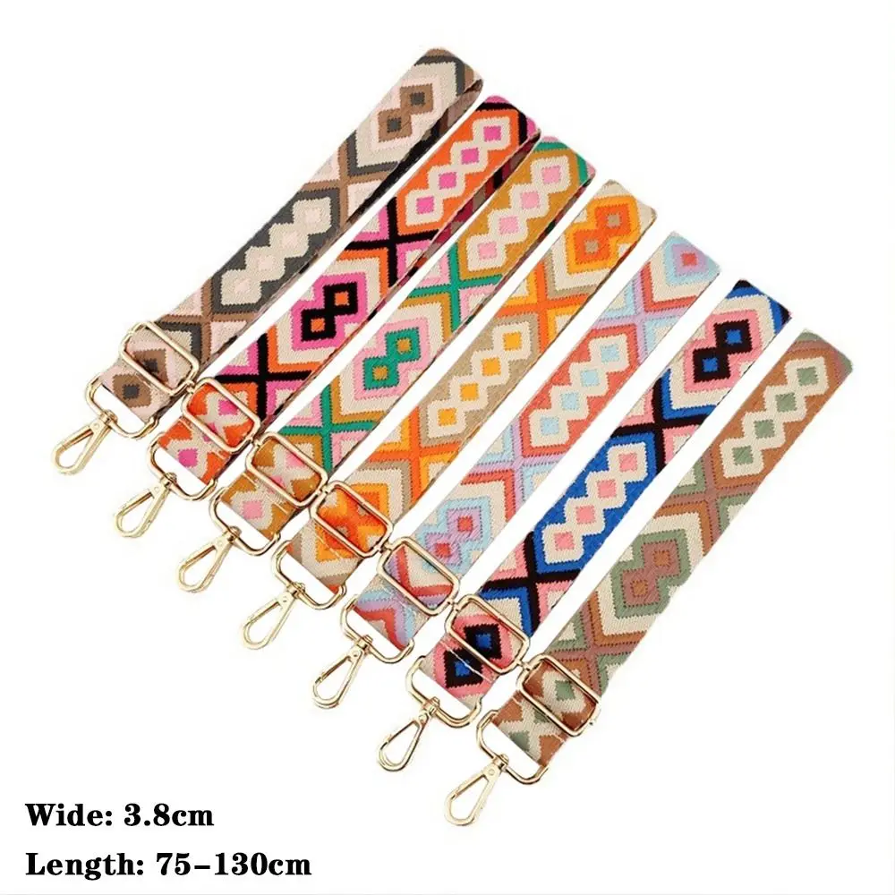 Novo 130cm Ajustável Jacquard Bag Strap Wide Bag Extender Belt Substituição Bordado Purse Strap Acessórios Saco Removível