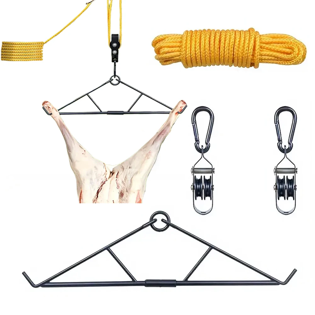 700LB Capacity Elk Hoist Pulley Lift System with Gambrel Hunting Game Hanging Kit for Deer Butcher Wild Hunting Gifts for Men