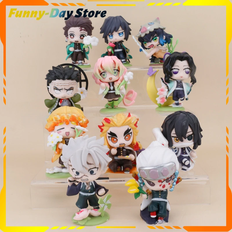 6pcs Anime Demon Slayers Figure Kamado Tanjirou Nezuko Figures Pvc Model Statue Collection Desk Decor Dolls Gifts Toys Custom