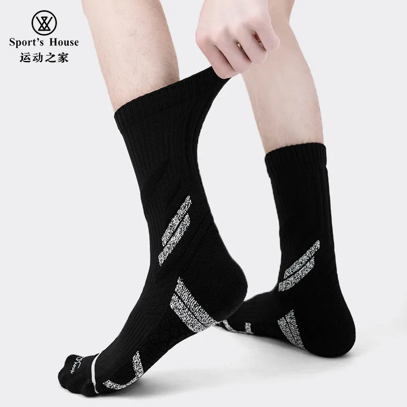 

Sport's House 6 Pairs Sports Home Men's Medium Tube Practical Basketball Socks Towel Bottom Breathable Quick-Drying Sports Socks