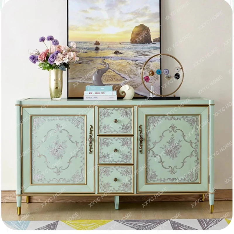 

L Pastoral Decoration Vintage Storage Cabinet Entryway Cabinet Painted Art Sideboard