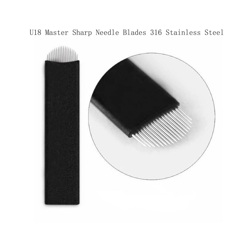 18U Microblading Master Needle Blades U304 Stainless Steel EO Sterile Blister Packing 50pcs