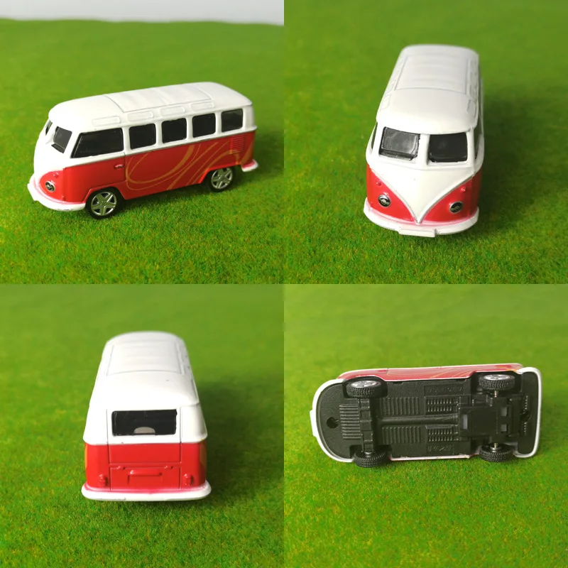 Scale 1/64 Miniature Simulation Colorful Bus Model Kit Micro Alloy School Bus Fire Rescue Vehicle Diorama Decoration Accessories