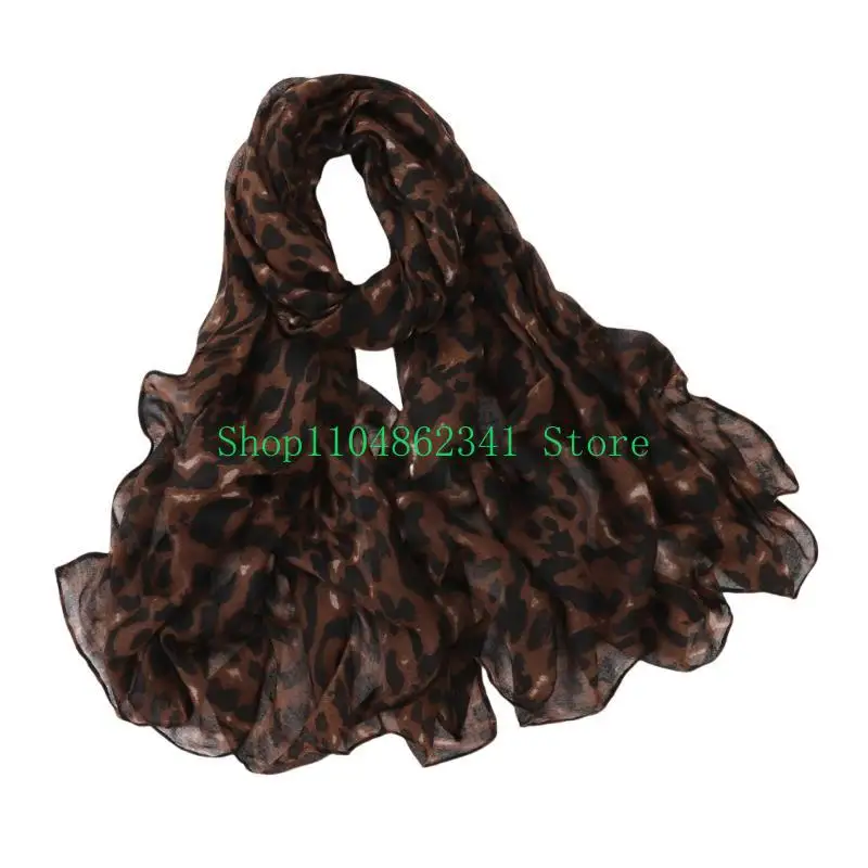 5asd 180cm Leopard Print Scarf Fashionable Neck Wrap Shawl Comfortable & Breathable