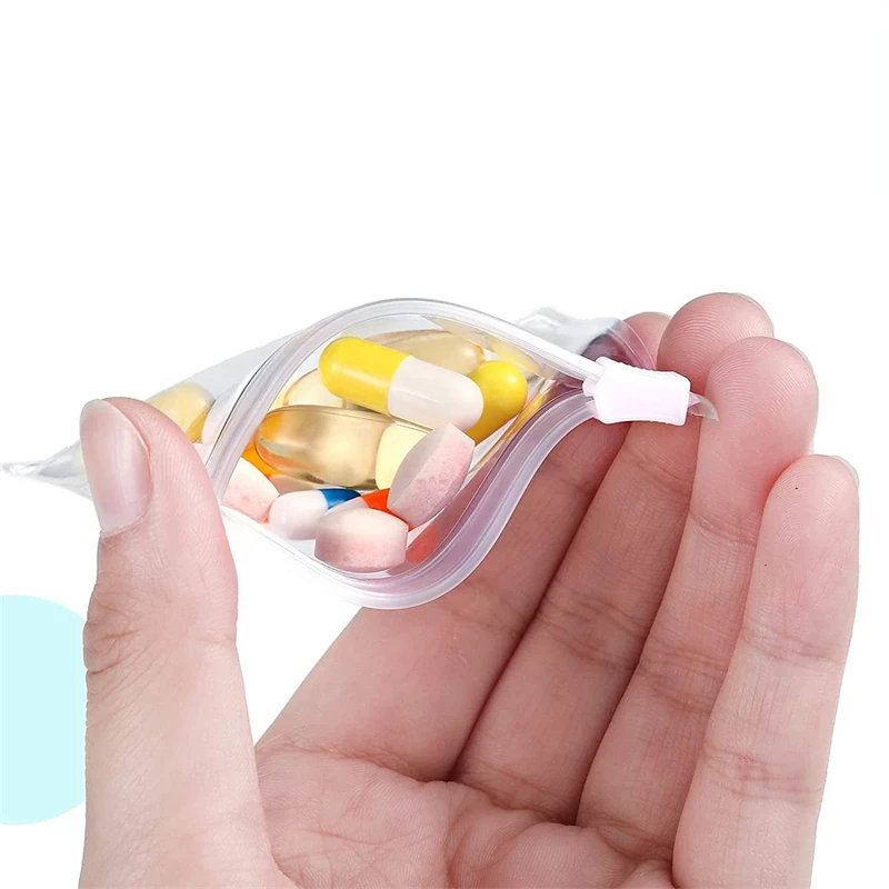 EVA Storage Bag Travel Medicine Pill Pouch Bags Reusable Pill Bags Clear Bag Self Sealing Vitamin Tablet Bag Jewelry Storage Bag