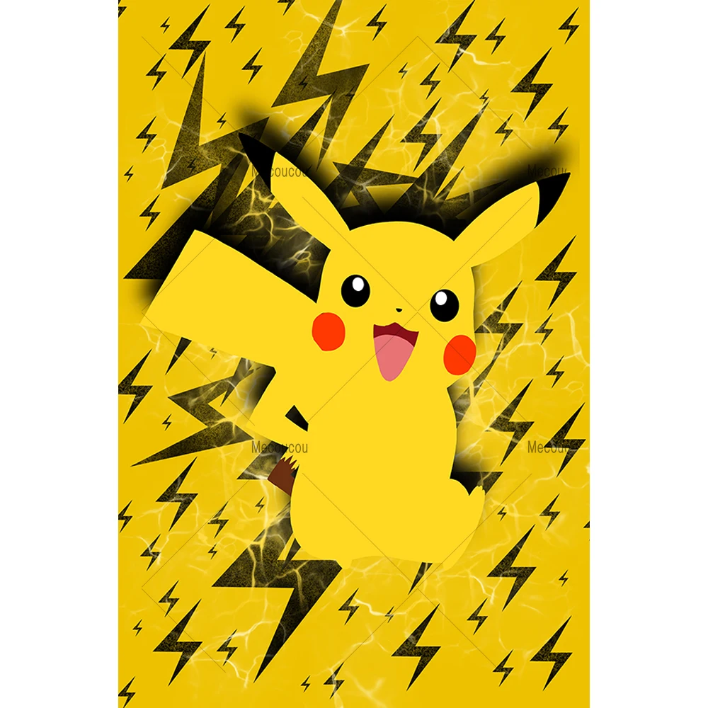 Pikachu Background Decoration Children Animation Photography Backdrop Poster Customization Happy Birthday Party Boy Baby Shower