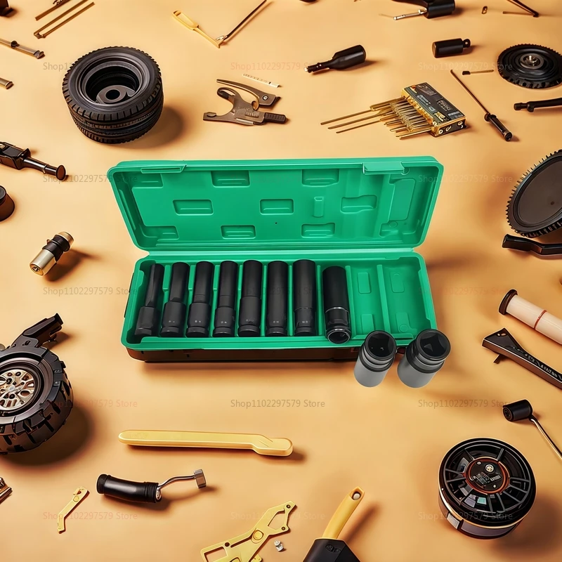 10피스 1/2인치 드라이브 메트릭 임팩트 소켓 세트, 공압 공구 수리 자동차 정비소용 딥 유니버셜 소켓