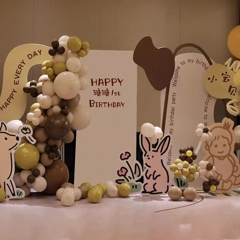 

Baby's first birthday arrangement kt board Chinese 100-day feast 100-day background wall grab week balloon