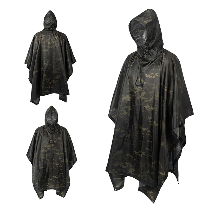 3-in-1 multifunktionale Outdoor-Tarnung, taktische wasserdichte Regenmantel-Markise aus dem Regen, Motorrad-Regenponcho, Picknickmatte – Detail 16