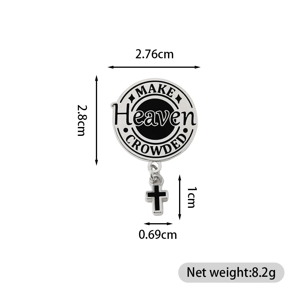 Religionsslogan „Mach den Himmel voller Menschen“ Emaille-Pin, Rosenkranz-Anhänger, Brosche, katholisches christliches Glaubensgeschenk, Bibel-Gebets-Accessoire – Detail 2