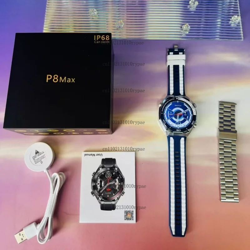 Round-shaped new model P8Max wireless magnetic charging Bluetooth calling sports smartwatch