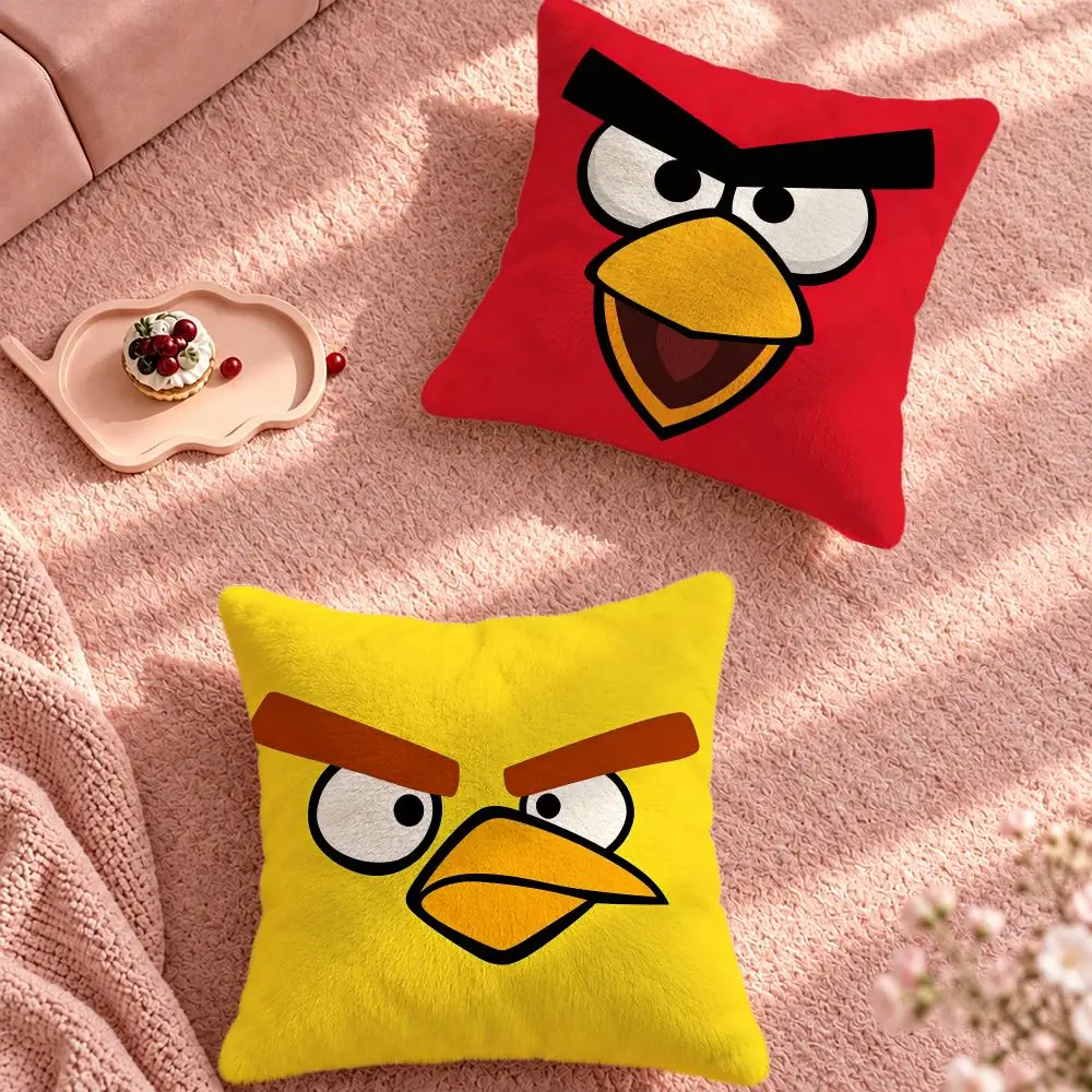 Game Funny Puzzle Angry Birds Cushion Cover Cute Cartoon Throw Pillow Cover Soft Plush Cushion Cover Sofa Bedroom Home Decor
