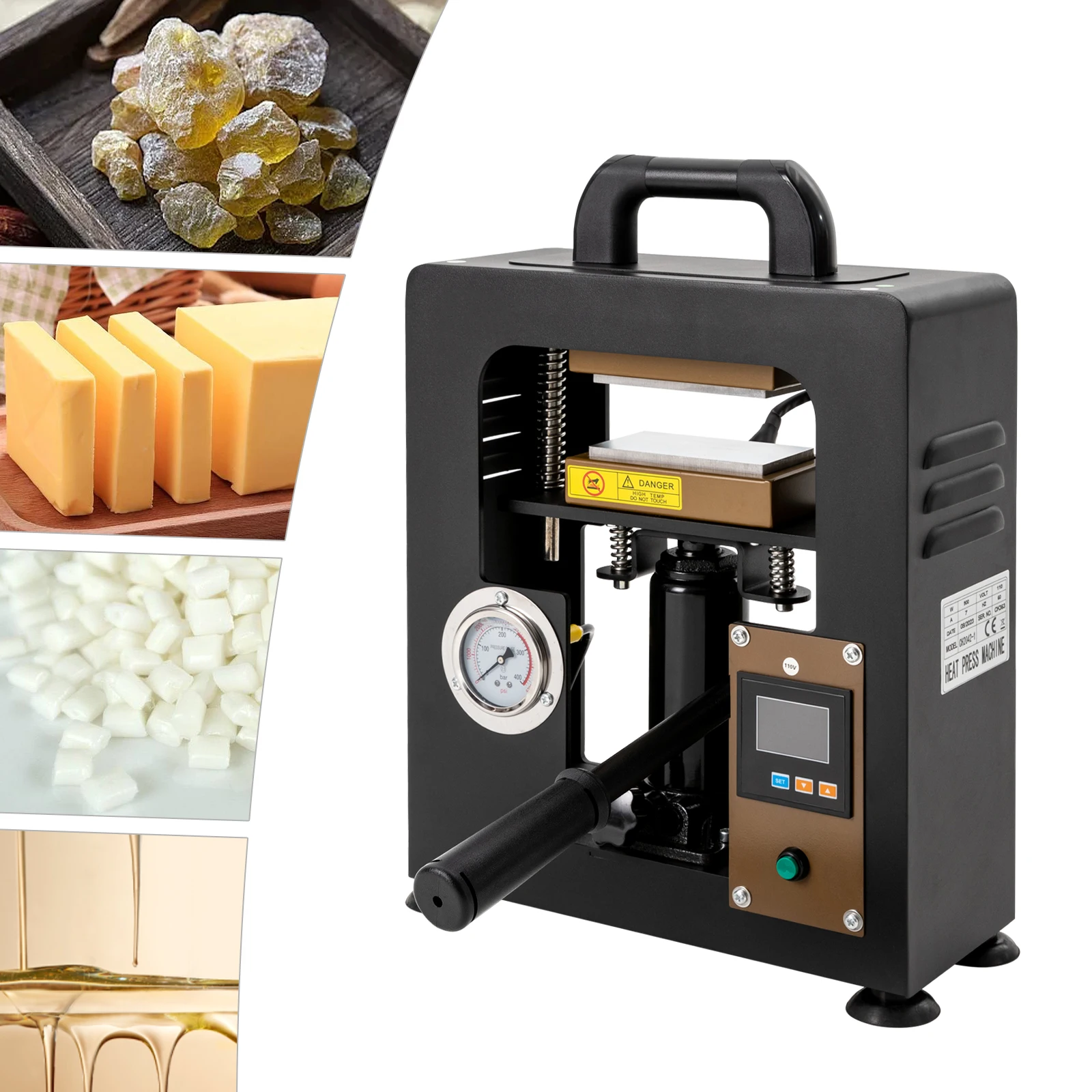 Mesin Tekan Panas Hidrolik 10T dengan Pengukur Tekanan (0-5700 PSI) - Mesin Tekan Panas untuk T-Shirt, Sublimasi & Proyek Kerajinan DIY