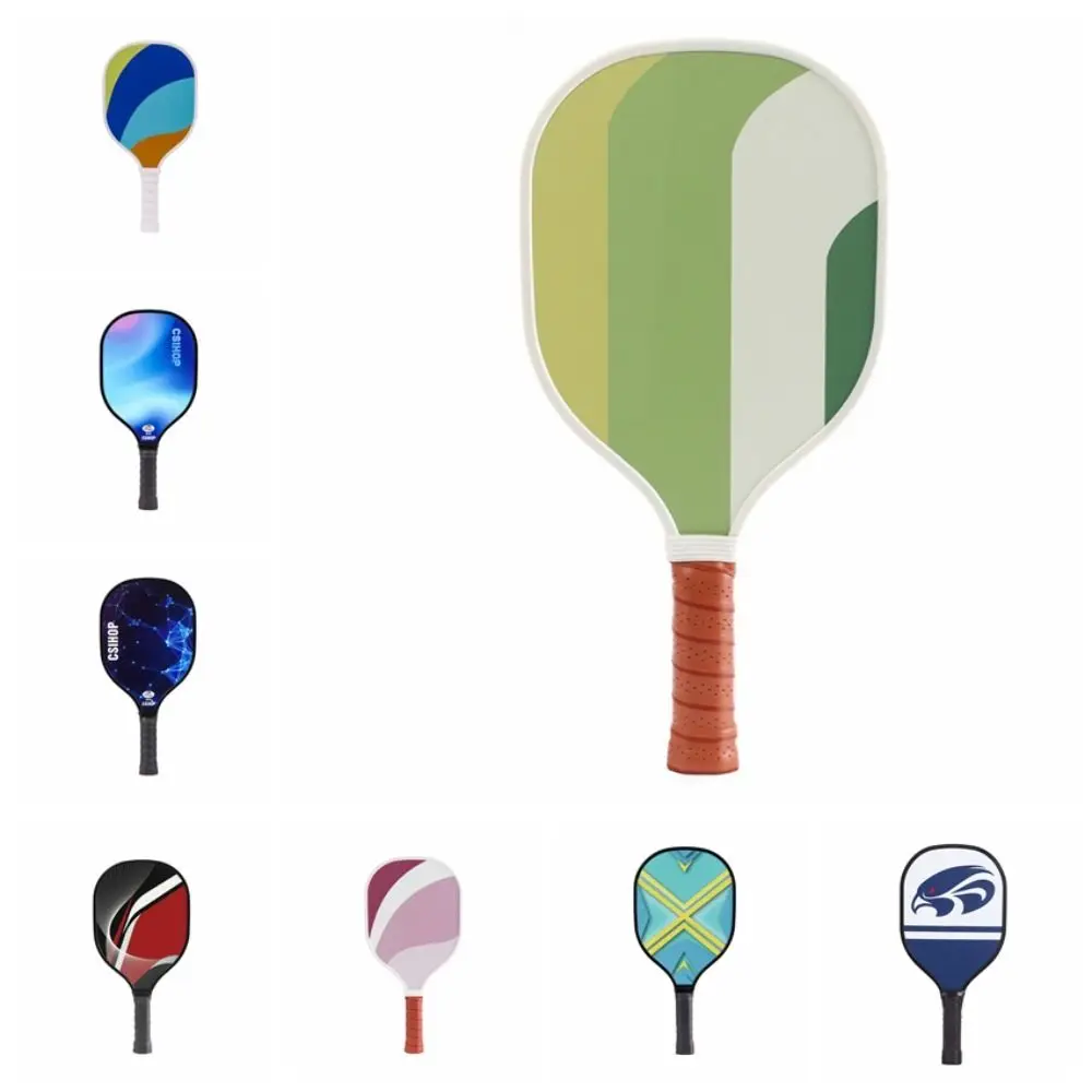 Wooden Pickleball Paddles Ribbed Handle Colorful Pickle Ball Racket Single Racket Lightweight Pickleball Training Equipment Men