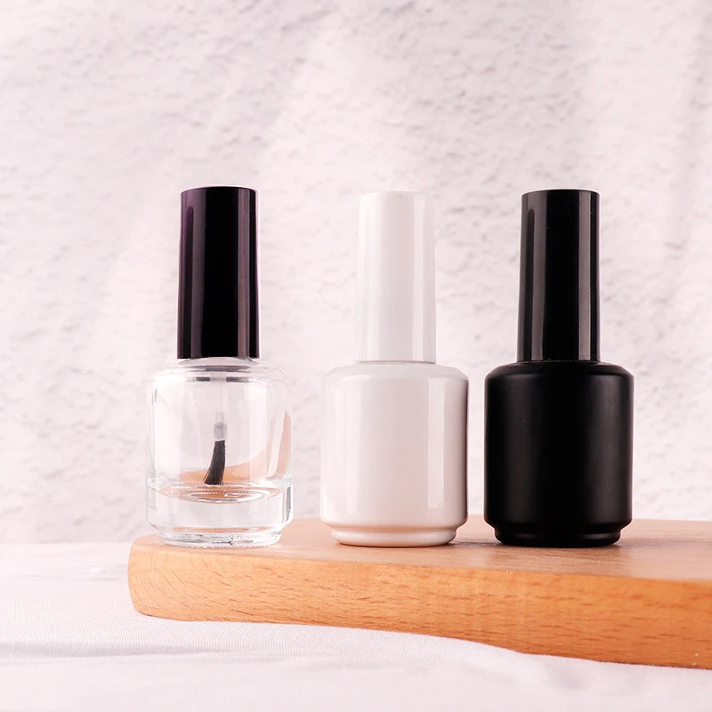 15ml Transparent Glass Nail Polish Bottle Empty With Lid Brush Cosmetic Containers Nail Glass Bottles With Brush