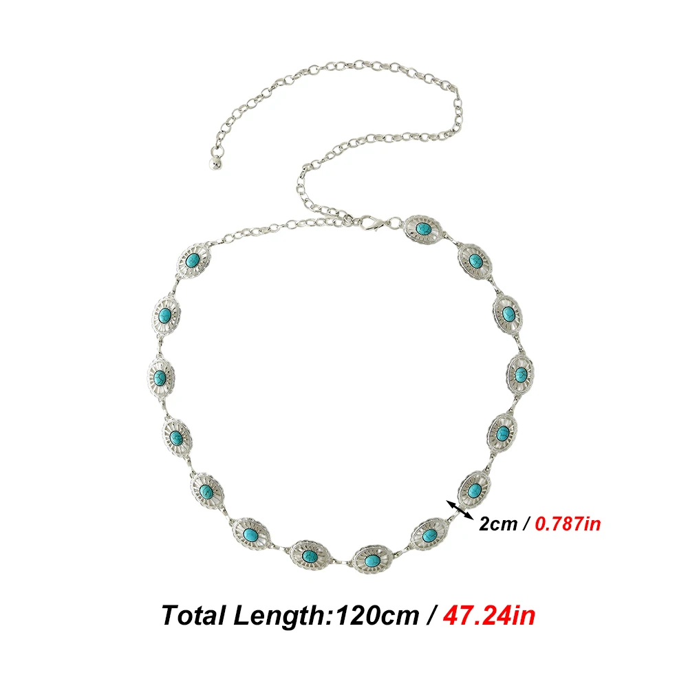 Collar western turquesa falso para perros y gatos – cadena ajustable - imagen 3