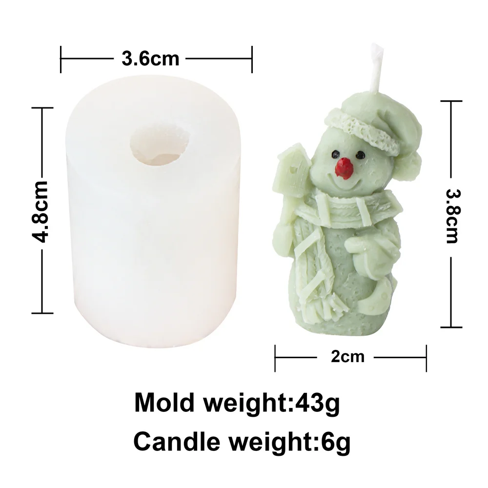 Mini Size Christmas Snowman Scented Soy Wax Candle Mold Silicone Santa Claus Handmade Decorative Candle for Birthday Xmas Decor