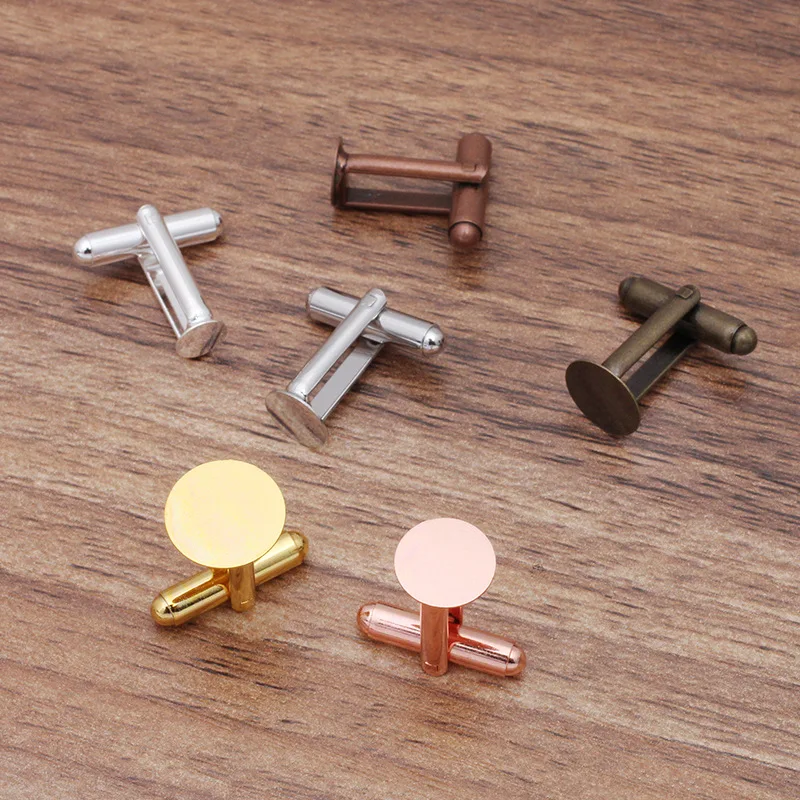 Gemelos de cabujón en blanco para hombres, Base a granel, puños de camisa, suministros de fabricación de joyas DIY, accesorios de arte, regalo, 6mm, 8mm, 10mm, 12mm, 10 piezas