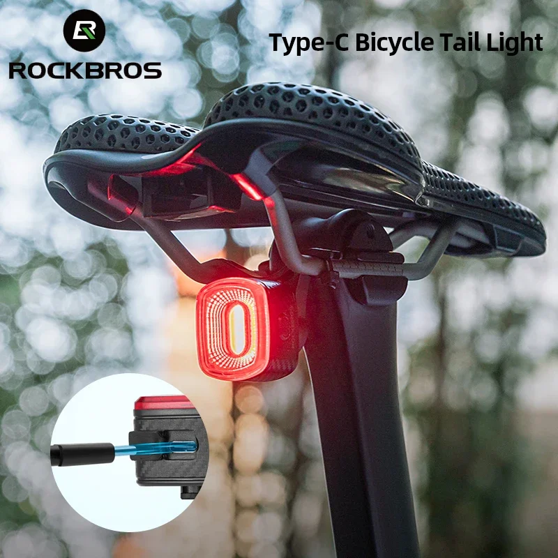 Type-C Bicycle Tail Light Waterproof Flashlight for Bike 4 Modes Warning Safety Ultralight Rear Lamp Cycle Accessories