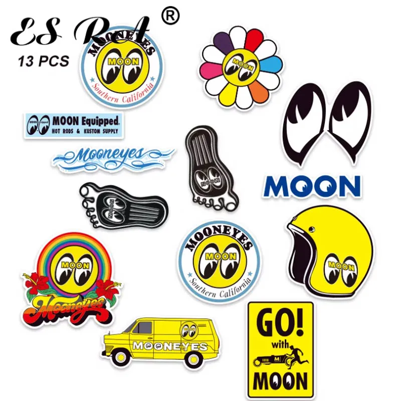 13 Pcs/Set Moon Series Vinyl Glossy Laptop Stickers Motorcycle Car Luggage Cup Skateboard Helmet Decoration Decals Waterproof