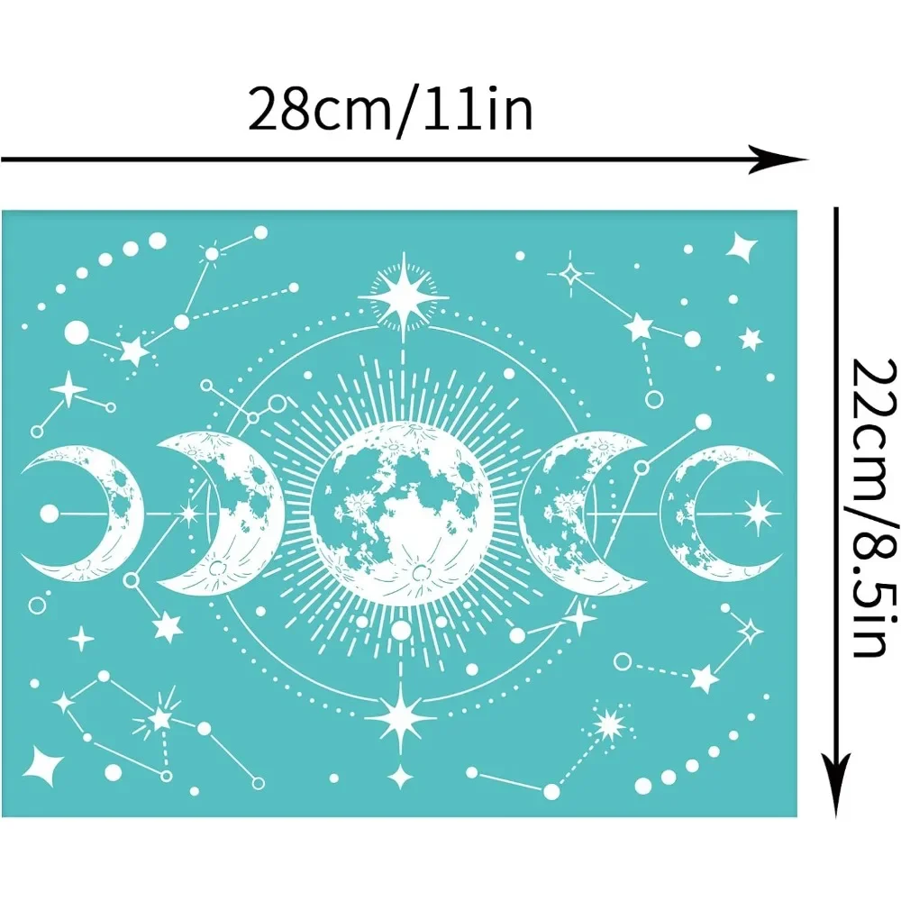 2 Stuks Zelfklevende Zeefdruk Stencil Maanfase Patroon Mesh Transfers Snijstencils Herbruikbare Wasbare Stencils