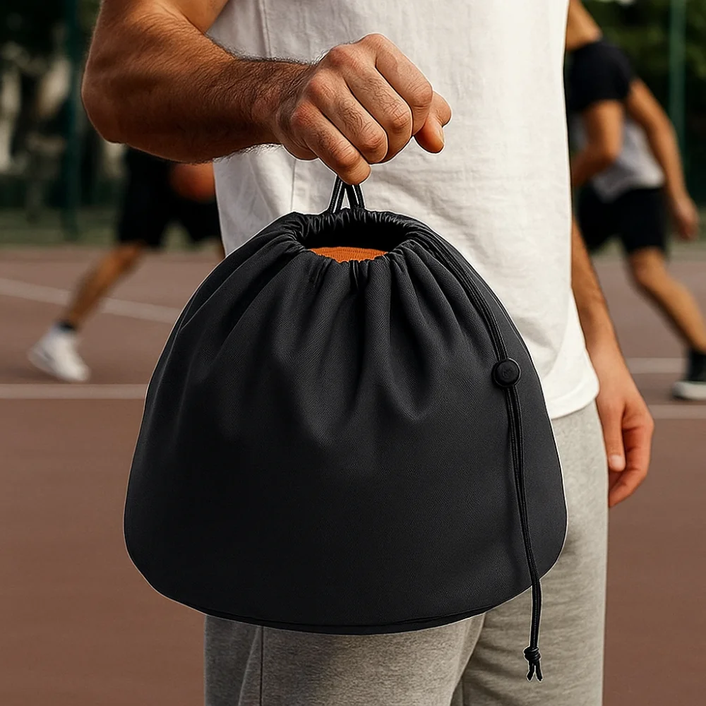 

Solid Color Basketball Tote Bag Large Capacity Adjustable Basketball Drawstring Storage Bag Single Shoulder Lightweight