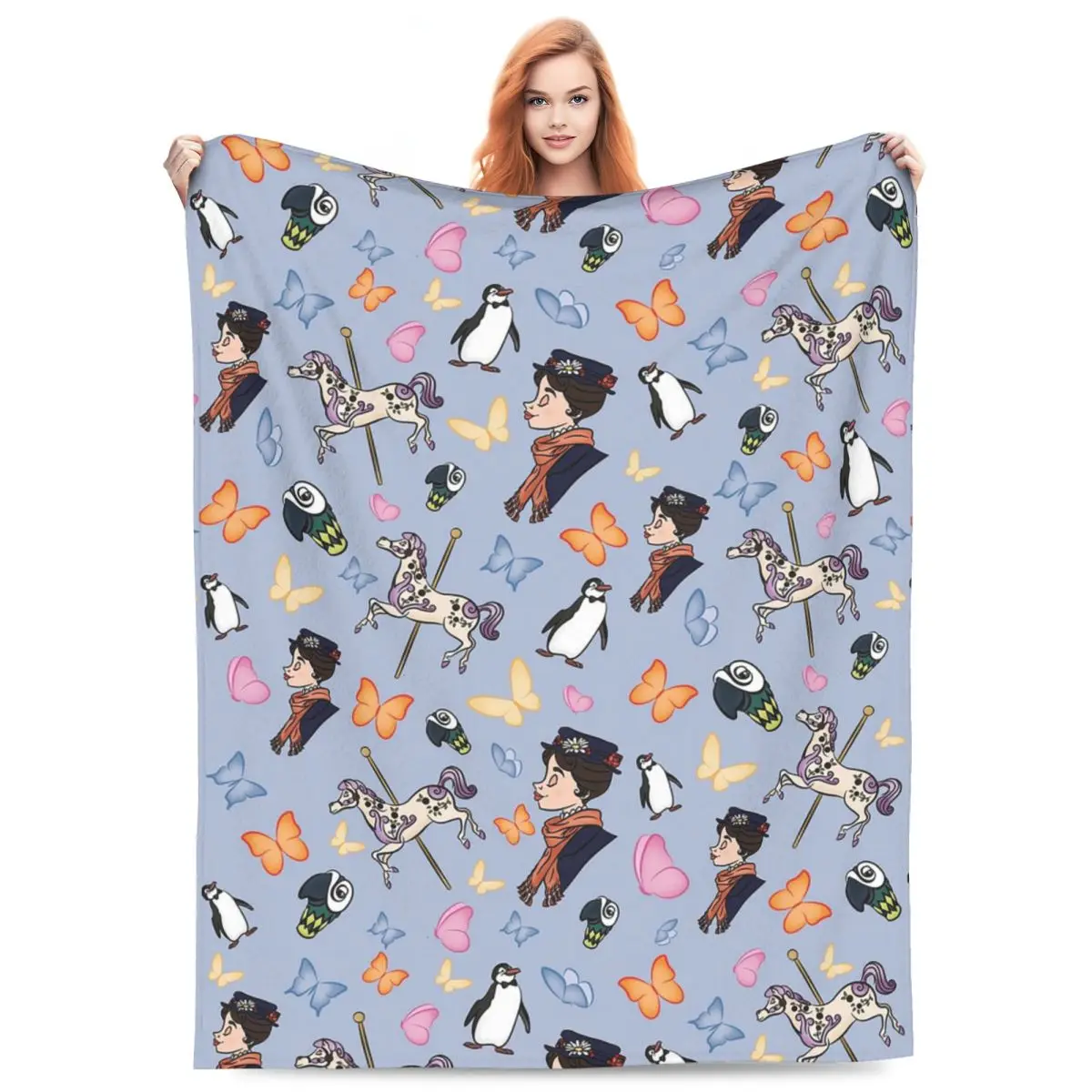 Mary Poppins Pattern Blanket Flannel Sofa Throw Blanket Lightweight for Home Bedroom Throws Bedspread Quilt