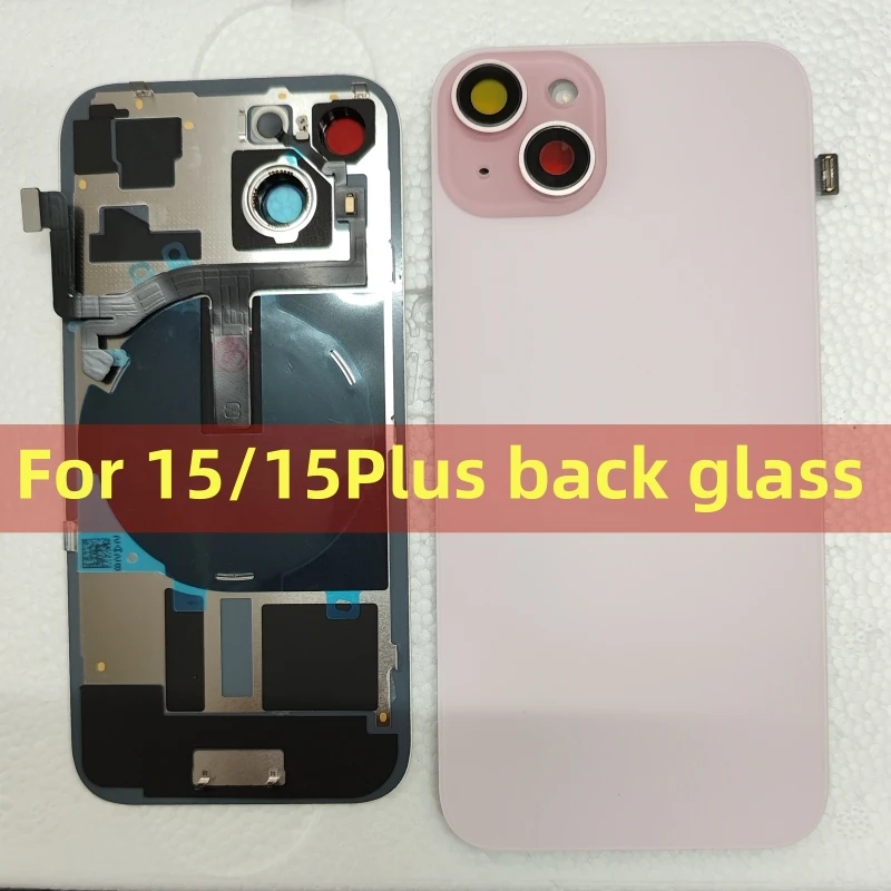 

Задняя крышка стекло с объективом камеры железная пластина магнитное кольцо для iPhone 15 15 plus батарея задняя дверь Корпус Ремонт Замена