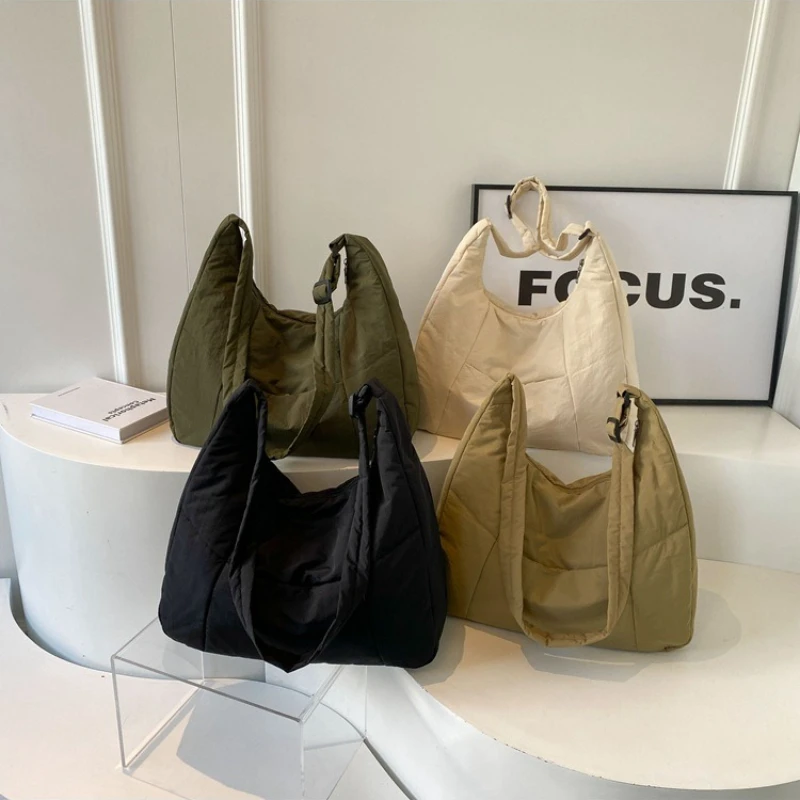 

Trendy Women's Soft Cloth Shoulder Bag Solid Color Student 2025 Spring Y2k Casual Style Big Handbags Crossbody Bags for Women