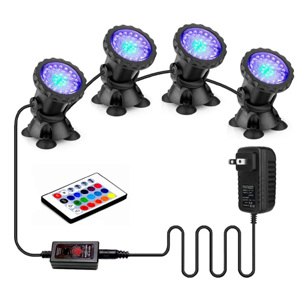 IP68 Waterproof Underwater Light DC 12V Lamp RGB LED Spotlight Swiming Pool Lights with Remote Control Decorative Spot Light