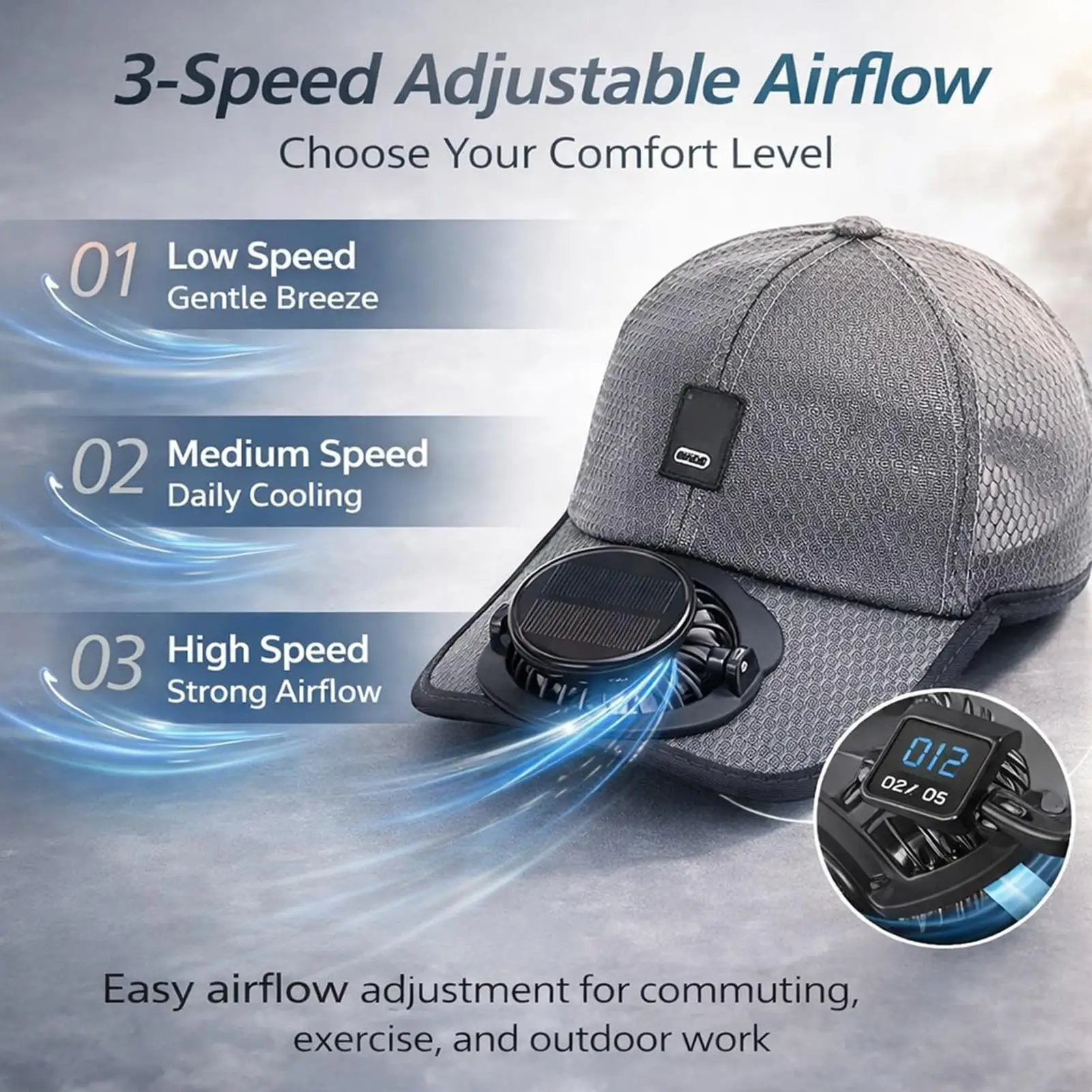 Hat with Fan USB Charging Wind Blower Sunhat Wide Brim Solar Fan Cap for Outdoor Beach Summer Camping Hiking Golf Gardening Work